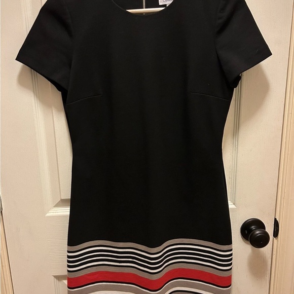Calvin Klein Dresses & Skirts - Calvin Klein Chic Black Dress with Striped Hem Sz 4 EUC!!